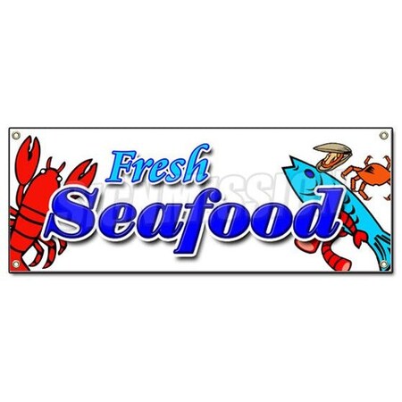 Signmission FRESH SEAFOOD BANNER SIGN fish market shrimp clams oysters lobster crabs B-Fresh Sea Food